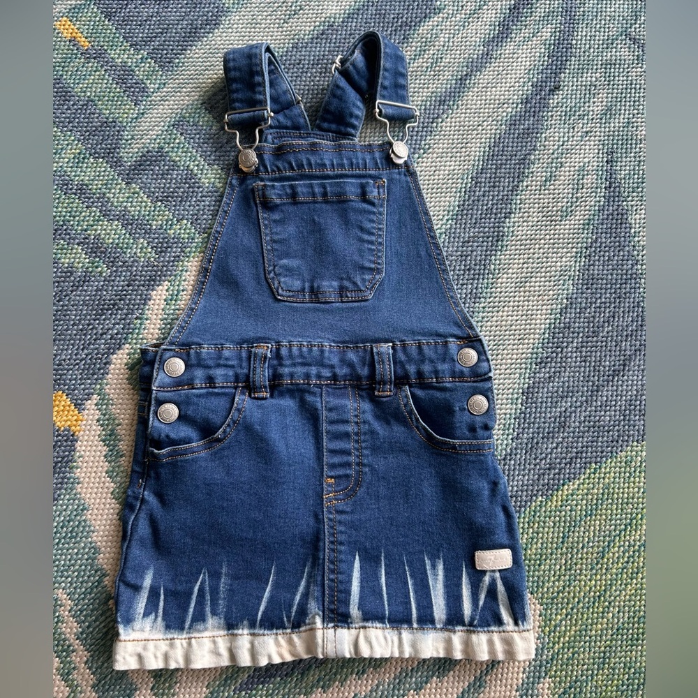 Girls dress overalls 7 for all man kind bleached hem line 3T snaps